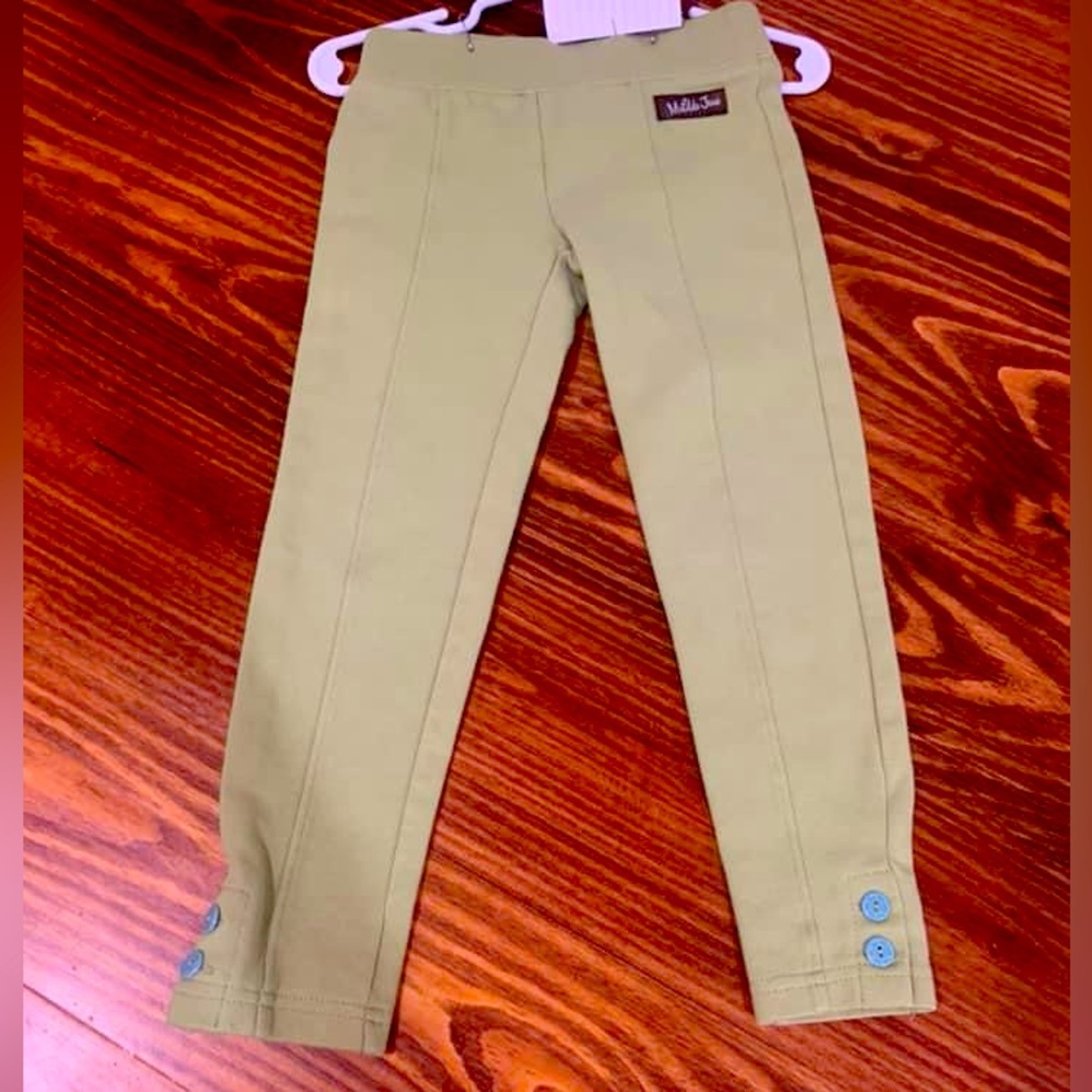 MATILDA JANE Knit Green Pull On PANTS Button Detail Elastic Waist Size 2